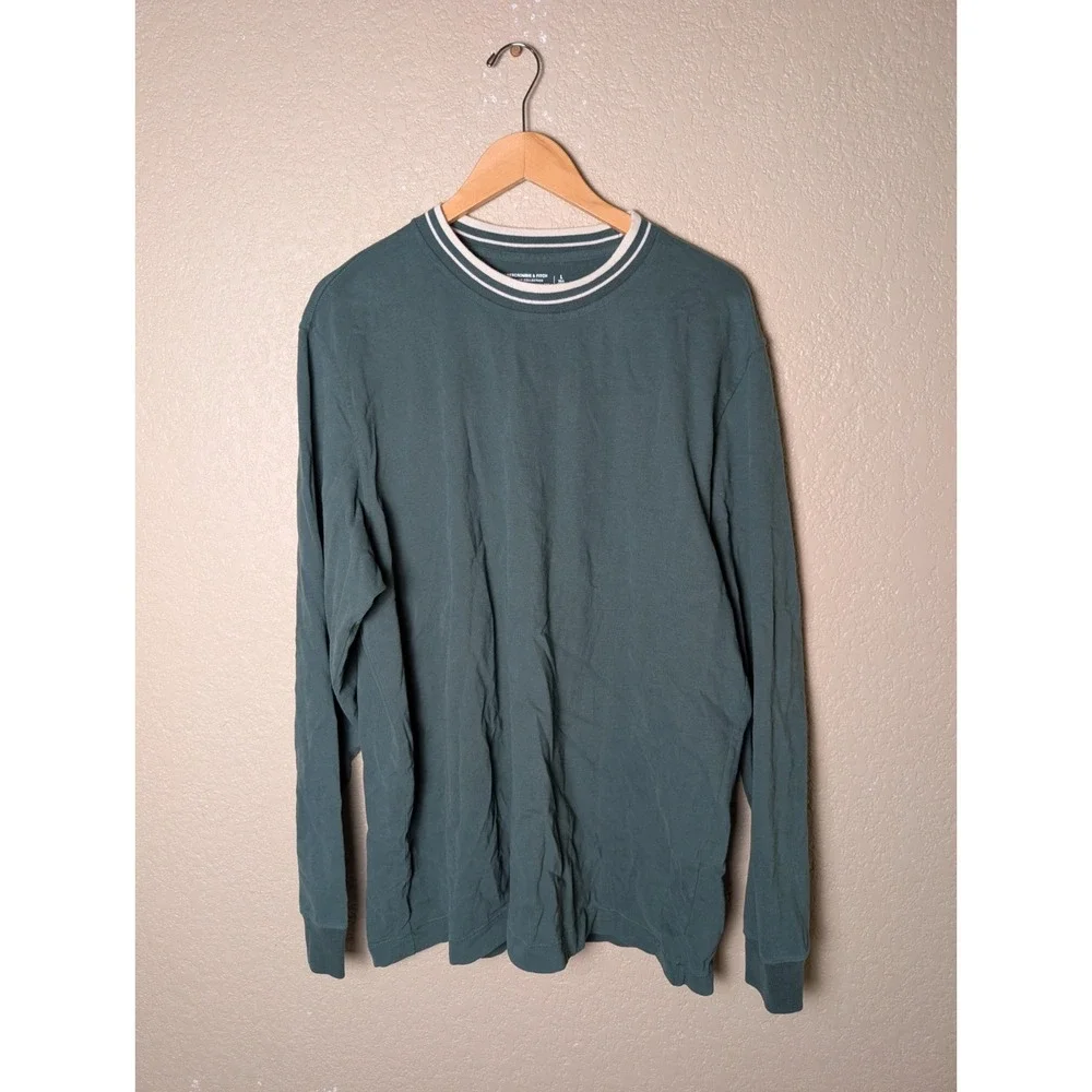 Abercrombie And Fitch Dark Green Long Sleeve Mens Crewneck Pullover Sz L Tall